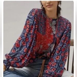 Anthropologie BLNK Miranda peasant blouse